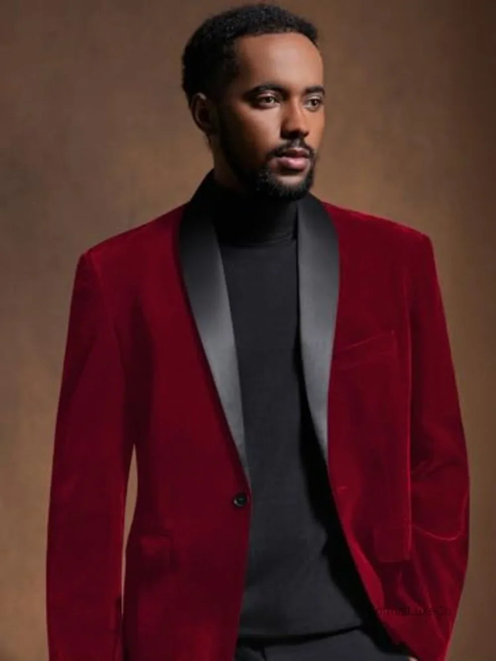 Mens 2 Piece Velvet Tuxedo Suit Peak Lapel Slim Fit Wedding Party Dinner Blazer
